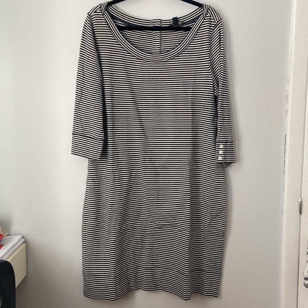 Black and white striped dress